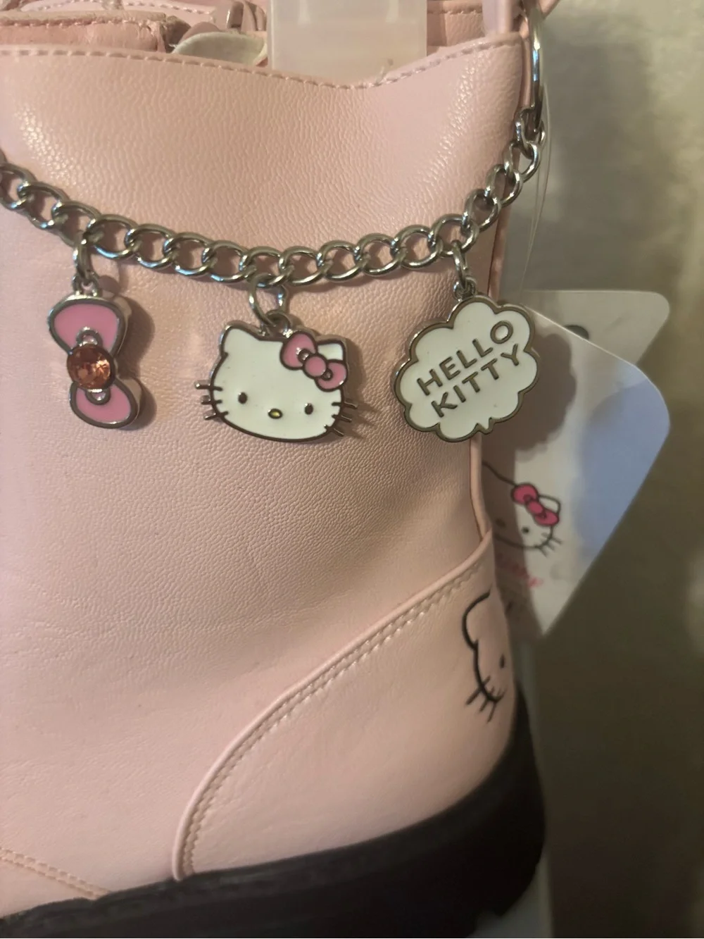 The Children's Place Hello Kitty  Pink Combat Boots with Bow Charms